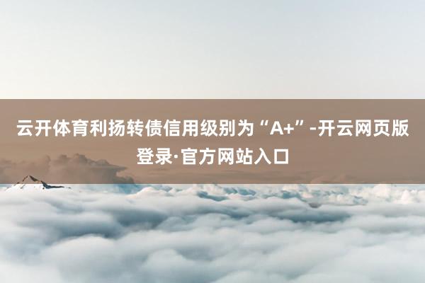 云开体育利扬转债信用级别为“A+”-开云网页版登录·官方网站入口